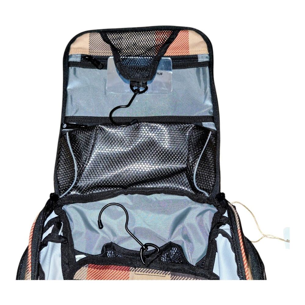 LL Bean Personal Organizer Toiletry Bag Medium Plaid Hanging Travel Shower Case - Picture 7 of 10